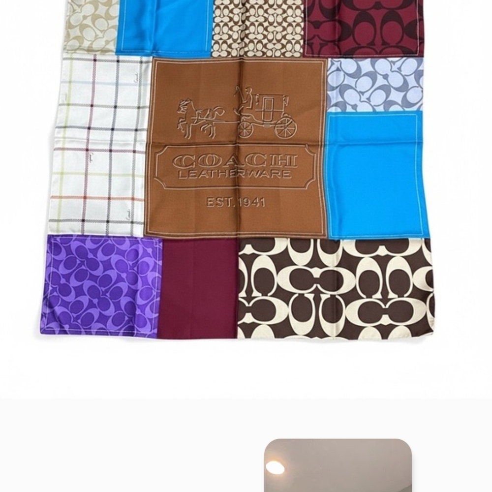 Coach Silk Multicolor Patchwork Scarf